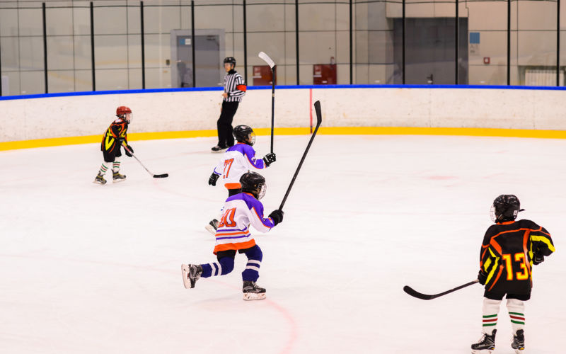 Kids ice hockey.